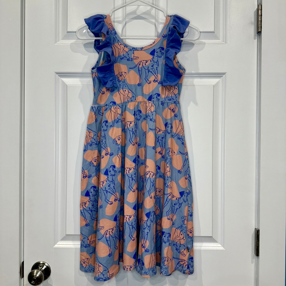 Rags‎ Disney 101 Dalmatians Dress Girls 11/12 Blue Pink Ruffle Sleeves